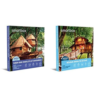 Smartbox - Coffret Cadeau Week-End Insolite et Savoureux - Une Nuit avec Petit-déjeuner et dîner pour 2 & Coffret Cadeau Séjour Insolite en Duo - Une Nuit avec Petit-déjeuner pour 2 Personnes