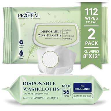 Lot de 2 paquets de 112 lingettes humides pour adultes – Lot de 2 paquets de 112 lingettes jetables pour incontinence, 30,5 x 20,3 cm pour personnes âgées – Lingettes corporelles personnelles pour