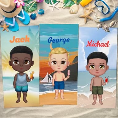 Uniqueta Serviette de plage personnalisée avec nom, serviette de bain de voyage personnalisée pour Amis proches, cadeau pour les meilleurs amis. 60 x 120 cm/75 x 150 cm/90 x 180 cm (garçon)
