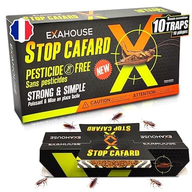 ExaHouse 10 Pièges Anti Cafards Puissant Gel et Poudre Appât, Traitement Anti Cafards, Produit sans Insecticide a Blattes pour Interieur, Garage, Locaux Professionnels