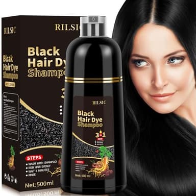 Shampoing Colorant Noir, Color Shampooing Colorant, Black Hair Sye Shampoo 3 en 1, Shampooing Colorant Instantané pour Cheveux, Shampoing Cheveux Colorés 500ML (Noir)