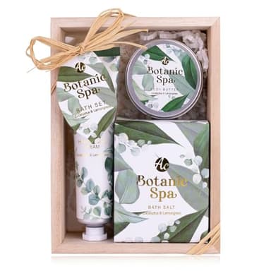 Accentra Coffret cadeau BOTANIC SPA pour femme dans une belle boîte cadeau – Kit de soin 3 pièces avec crème pour les mains, beurre corporel et sels de bain – Coffret cadeau pour la Saint-Valentin et