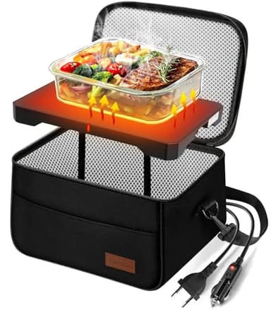 DoubleCare 8.87L Gamelle Chauffante, 12 V/24 V/220 V, 3 en 1 Pour Voiture Micro Ondes Portable, Mini Chauffe Repas, Four Portable pour Bureau, Travail, Maison, Voyage et Voiture