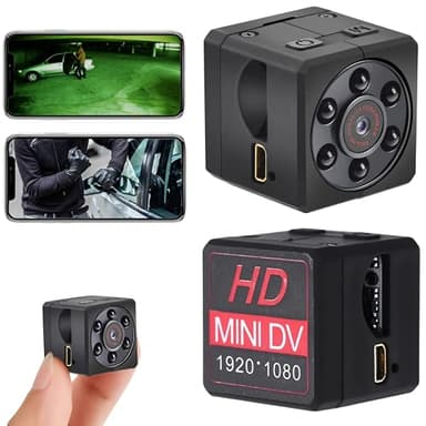 Mini caméra espion cachée avec image Full HD 1080 - Caméra espion avec vision nocturne intérieure, extérieure - Fonctionne sans Wifi - Carte SD 32 Go gratuite - Caméra parking et lieux sans Internet
