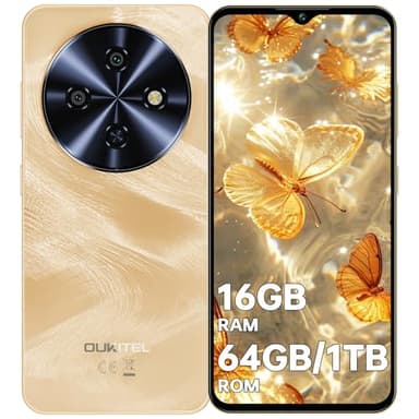 OUKITEL C5 Telephone Portable 4G, Écran 6,52" HD/60Hz, Telephone Portable Pas Cher 16GO+64GO/TF 1TO, Batterie 5000mAh, Smartphone Pas Cher 13MP+5MP, 4G Dual SIM/Prise Casque 3.5mm/GPS/Face ID/OTG, Or