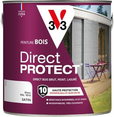 V33 Peinture bois Direct Protect - Blanc - 2L