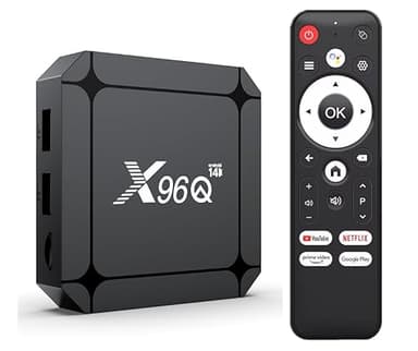 X96Q Boitier IPTV, Android 14.0, Streaming Box Android TV 4K avec Ethernet Double WiFi 6, 2GB RAM + 16GB, RK3518 Quad-Core chipset,Allwinner H313 64 Bits