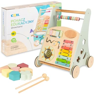 COIL Babywalker Poussette 3 en 1, poussette en bois, jouet éducatif, à partir de 12 mois