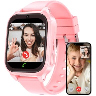 Fenamor 4G Montre Connectée Enfant GPS, Montre Enfant Garcon Fille avec SOS, Appel Vidéo, 7 Jeux, Chat, GPS, Réveil Mode Classe, Podomètre, Cadeaux Montre Telephone avec SIM Fille Garçon 5-12 Ans