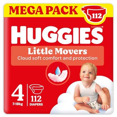 Huggies Ultra Comfort, Lot de 112 couches Taille 4 (7-18 Kg), Design Disney, Ultra absorbant, Pack de stock,