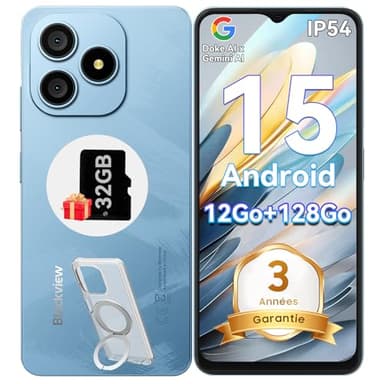 Blackview Wave 9C Telephone Portable Pas Cher 4G, 6.56'' HD+ Smartphone Pas Cher, Téléphone Portable 12Go+128Go/2To TF, Android 15, 5000mAh, 13MP+8MP, Étui de Téléphone Rotatif, Face ID, GPS