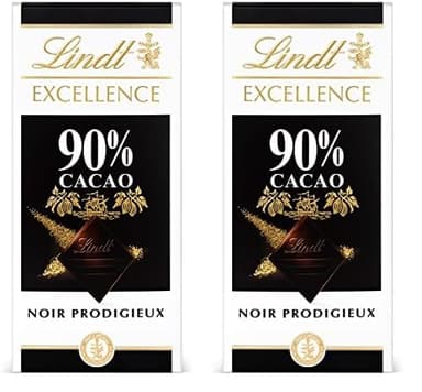 Lindt Excellence Chocolat Noir, 90% Cacao, 100g (Lot de 2)