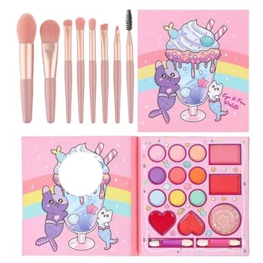 AYNKH 14 Couleurs Ensemble De Maquillage Filles, avec 8 Pinceaux Roses de Maquillage, Palette de Maquillage Portable Makeup Set, Scène Show Halloween fête d'anniversaire beauté Set Cadeau