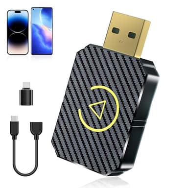 FLITI Adaptateur CarPlay sans Fil, 2025 Wireless CarPlay pour Voiture avec Câble d'extension Type-C et USB A-C, Dongle Convertir Le Filaire en sans Fil pour Les, Plug and Play, Doré