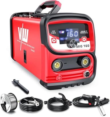VECTOR WELDING Machine à souder MIG sans gaz 160 A, Machine à souder MIG/MMA sans gaz pour débutants, Machine à souder à onduleur IGBT avec affichage LED, Soudeuse Mig Mag portable avec fil
