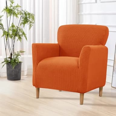 Housse de fauteuil de banquet extensible : 1 pièce, housse de chaise tricotée, adaptée aux animaux domestiques, pour bureau, réception, lecture, canapé (A-Orange)
