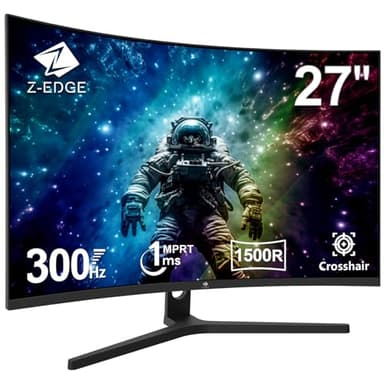Z-Edge Ecran Gaming Incurvé 27'' 300 Hz (DP1.4*2), 240 Hz (HDMI2.0*2), 1ms MPRT, FreeSync, FHD, Moniteur PC Gamer LED 16:9, Inclinaison Réglable, VA, HDR, 3000:1, RGB, VESA 100*100mm (DP Câble Inclus)