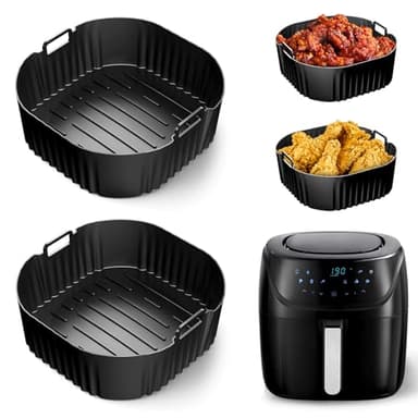 Moule Silicone Air Fryer pour Cosori Air Fryer 5,5l/6l/6,2l, 2 Pièces Plat Air Fryer Accessoires pour Philips 2000 6,2l, 23cm Moule Airfryer Accessoire pour Air Fryer Russell Hobbs 8L