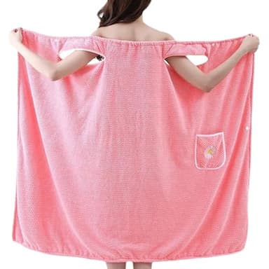 Serviettes de bain pour femme après la douche – Serviette de bain absorbante | Peignoir en polaire corail à séchage rapide avec poche pour la maison, le spa, les voyages