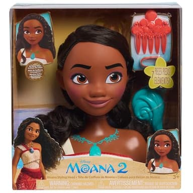 Just Play Tête à coiffer Vaiana 2 Princesses Disney, 7 Accessoires, Jeux d’Imitation, Jouets pour Enfants de 3 Ans et Plus