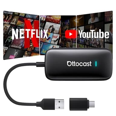 OTTOCAST Play2Video Ultra 2025, CarPlay sans Fil et Android Auto avec Youtube/Netflix/Prime Video, Plug & Play, Boîtier IA 4 Go + 32 Go pour Véhicules équipés de CarPlay Filaire à Partir de 2016