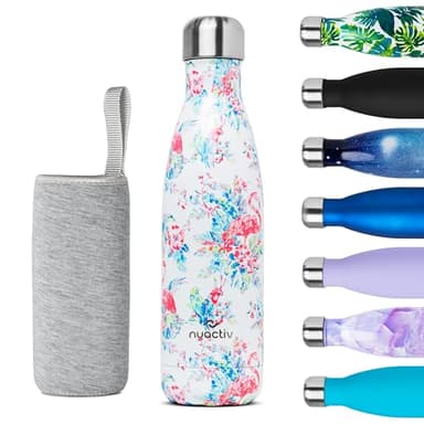 Nuactiv Bouteille Isotherme 500ml en Acier Inox – Garde 24h Froid & 12h Chaud – Gourde Double Paroi Sans BPA Étanche Réutilisable pour Voyage, Randonnée, École, Sport, Fitness & Usage Quotidien