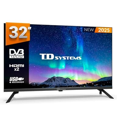 TD Systems - Téléviseur 32 Pouces Non Smart TV, télévision TNT 2025, téléviseurs avec 2 Ans de Garantie, 2X HDMI, USB Lecteur et enregistreur - PRIME32K21H