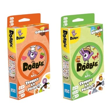 Dobble Zygomatic - LOT : 1 Gourmandise + 1 Animaux - Jeu de société - Jeu de Cartes - Jeux Enfants à partir de 4 Ans - 2 à 8 Joueurs - 15 Minutes