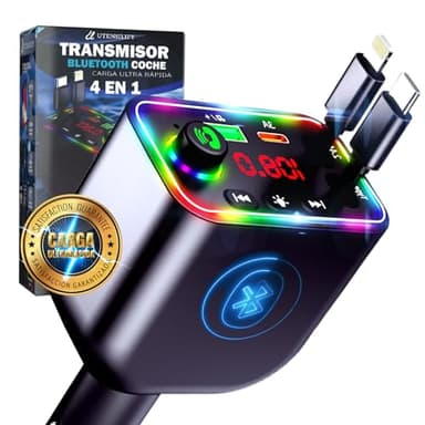 UTENSILIFY Super Pack 2 en 1 Transmetteur FM Bluetooth Voiture + Chargeur Ultra Rapide | Mains Libres Bluetooth