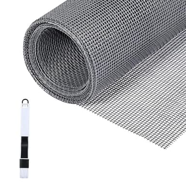 Fillis Moustiquaire de fenêtre, 150x500cm Moustiquaire au mètre en fibre de verre bricolable avec brosse de nettoyage, moustiquaire pour fenêtre, porte de balcon et salon, Gris