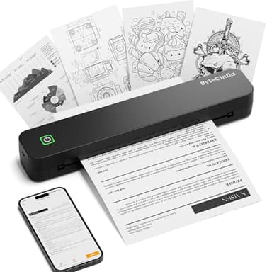 ByteCintia C80 Imprimante Thermique A4, Bluetooth Imprimante Portable sans Fil pour Le Voyage, Compatible avec Les Téléphones et Ordinateurs Portables Android et iOS