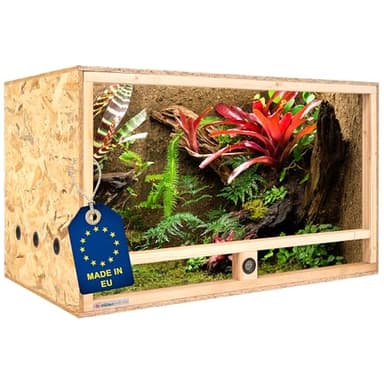 ITA Terrarium Bois 100x60x60 cm avec Ventilation latérale & hygromètre intégré - Terrarium en Bois OSB-3 - pour Reptiles, Serpents, Amphibiens - Produit UE, certifié FSC