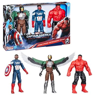Marvel Avengers Captain America : Brave New World, Titan Hero Series, Ensemble de figurines d'action 5+