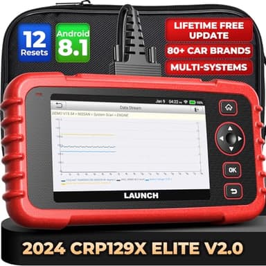 Launch CRP129X V2.0 Valise Diagnostic Auto, Diagnostic Voiture Multimarque,12 Service,ABS SRS Transmission Moteur Outil de Scan Autovin FCA Autoauth