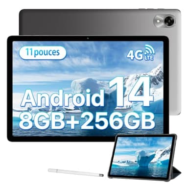 UMIDIGI Tablette Android 14, G9 Tab 11 Pouces 8(4+4) Go RAM+256Go ROM/TF 1To, 7200mAh, 4G Dual SIM Tablet avec Stylet, 13MP Kamera, Tablette Tactile Octa-Core/GPS/BT5.0/FM/Face ID-Gris