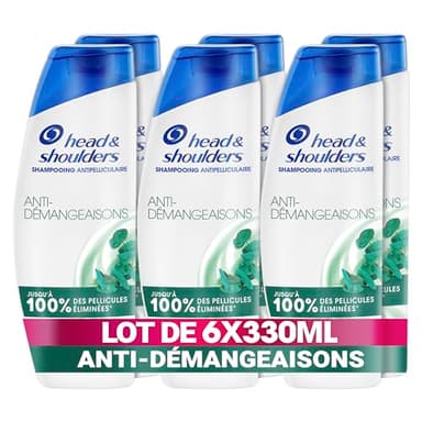 Head & Shoulders Anti-démangeaisons Shampoing Antipelliculaire 6x330ml; Usage Quotidien; Jusqu'à 100% des Pellicules Éliminées, Cliniquement Prouvé; Tous Types de Cheveux et de Cuir Chevelu