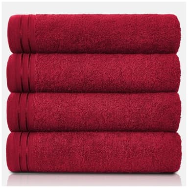 GC GAVENO CAVAILIA Lot de 4 Grandes Serviettes de Bain en Coton égyptien très absorbantes très Douces - Serviettes de Bain à séchage Rapide - 450 g/m² - Lavables - 75 x 135 cm - Rouge