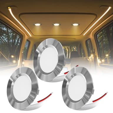 BrightArk Mini Spot LED 3.5W 12V Convient pour Camping Car, Vitrines, Étagères (Lot de 3), 3000K Warm White