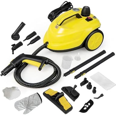 RELAX4LIFE Nettoyeur Vapeur Haute Pression 2000W |1,8 L Réservoir d'Eau | 5 Bar |18 Accessoires Polyvalents,Nettoyeur Vapeur pour Canapé, Tapis, Vitre, Verre(Jaune | plus+)