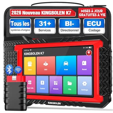 KINGBOLEN K7 Valise de Diagnostic Auto OBD II en français avec mises à Jour gratuites à Vie, 31 Services, bidirectionnels, Codage ECU- Outil incontournable pour Les mécaniciens et Amateurs Voitures