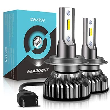KOYOSO Ampoule H7 LED, 10000LM Phares pour Voiture et Moto, Ampoules Auto de Rechange pour Lampes Halogènes et Kit Xenon, 12V 6000K, 2 Ampoules