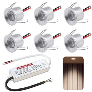 DYKUWEY Spot LED Encastrable 2W,12V Spots Plafond,IP65 Spot Salle de Bain,mini spot Led Extra Plat 19mm,Trou Φ25-28mm spot encastrable pour Cuisine Salon Carport,Lot de 6(Argenté Blanc Naturel 4000k)