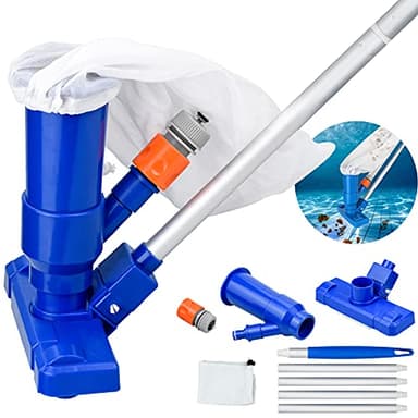 Aspirateur de piscine avec tige télescopique en aluminium, brosse d'aspiration pour tuyau d'arrosage, sacs en maille, aspirateur Venturi, brosse de nettoyage
