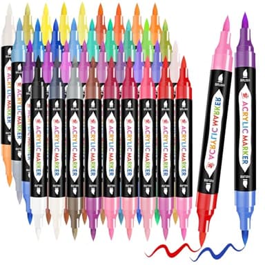 TBC The Best Crafts 72 Couleurs Feutre Acrylique, 36 Pièces Stylos Acryliques à Double Pointe, Acrylic Paint Marker, Marqueurs Acryliques for Stone, Canvas and Wood.
