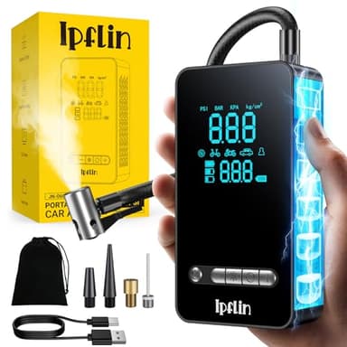 Compresseur à Air Portatif, Gonfleur Pneus Voiture sans Fil avec LED et Port C USB 150 PSI, Batterie Rechargeable, Inflation Rapide, Compresseur, Arrêt Automatique, pour Voiture, Vélos et Motos