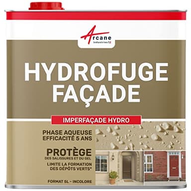 Imperméabilisant mur, hydrofuge façade, pierre, brique, enduit, crépi : Imperfacade hydro - 5 L (jusqu'à 25 m²) - ARCANE INDUSTRIES