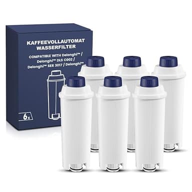 Mutital 6 Pcs Machine à Café Filtres pour Delonghi Magnificas,Dinamica,ECAM,ESAM,ETAM,Primadonna,BCO,EC Serie Machine à café, Cartouches de Filtre à eau pour Delonghi, Adoucir l'eau