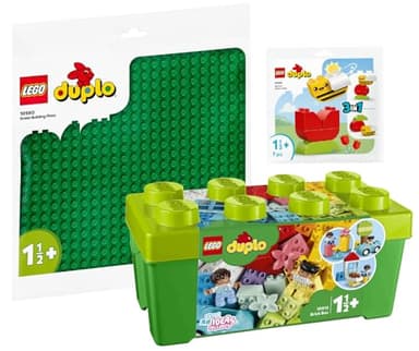 Lego Duplo 10913 Lot de boîtes à Pierres 10980 avec Plaque de Construction en Vert et 30686 Ma première Fleur avec Une Abeille