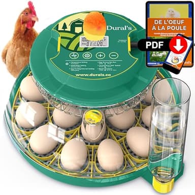 Dural's DX5® | Couveuse œuf automatique | Professionnel & Haute Précison | Certifiée CE | Contrôle de la Température & Humidité | Oeufs de Poule, Caille, Canard | Retournement Œuf automatique (DX5)