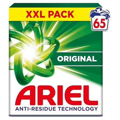 Ariel Original, Lessive en Poudre, 65 Lavages (3.7kg), Action Détachante En 1 Seul Lavage, Dissolution Rapide Même à Froid, Fabriqué en France